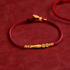 Buddha Stones Hand-Woven Red String Koi Fish Copper Coin Success Bracelet - Koi Fish(Success ♥ Determination) - image 0