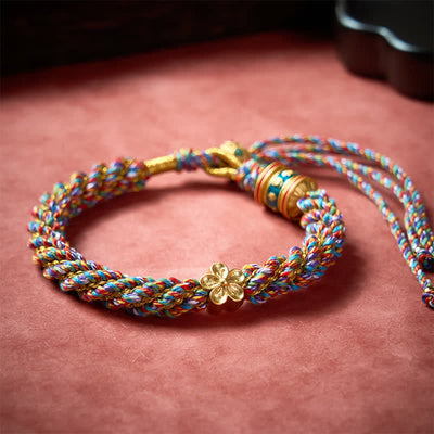 Buddha Stones Hand-Woven Tibetan Om Mani Padme Hum Flower Wisdom Rope Bracelet - image 2