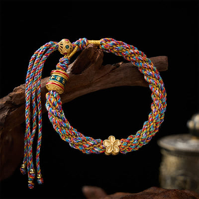 Buddha Stones Hand-Woven Tibetan Om Mani Padme Hum Flower Wisdom Rope Bracelet - image 5