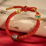 Foviel Hand-Woven Om Mani Padme Hum Five Elements Wuxing Wisdom Tibetan Braided Bracelet