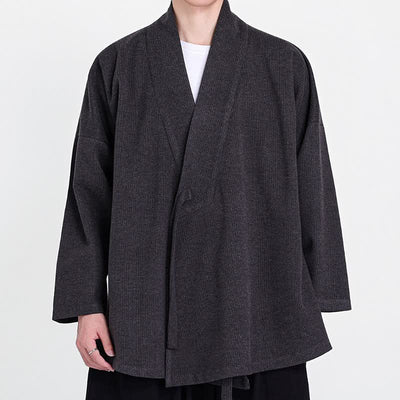 Buddha Stones Fall Winter Classic Minimalist Solid Men's Kimonos - image 7
