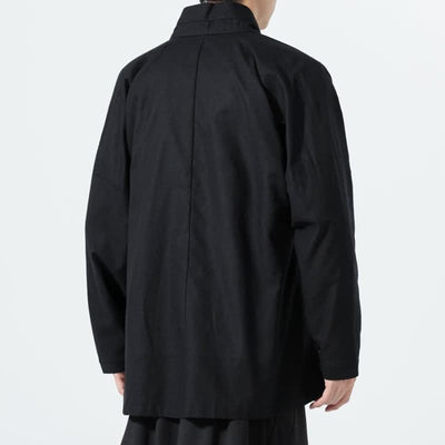 Buddha Stones Fall Minimalist Tang Style Drawstring Solid Men's Kimonos - image 8