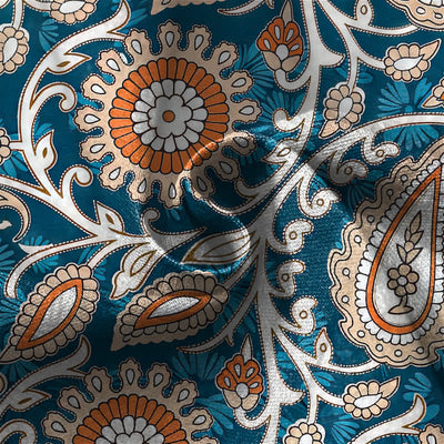 Buddha Stones Pure Cotton Bohemian Paisley Floral Pattern Frog Button Women's Elastic Waist Harem Pants With Pockets - image 4