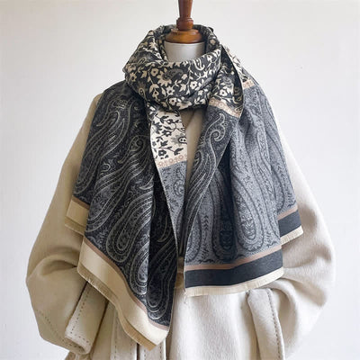 Buddha Stones Spring Fall Paisley Floral Vines Reversible Pattern Shawl - image 7