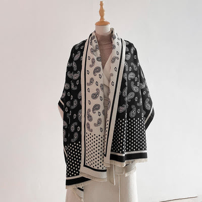 Buddha Stones Spring Fall Vintage Paisley Polka Dot Pattern Shawl - image 2