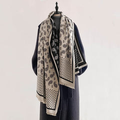 Buddha Stones Spring Fall Vintage Paisley Polka Dot Pattern Shawl - Black - 185*65CM - image 0