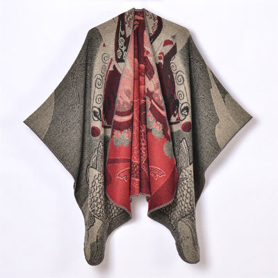 Buddha Stones Fall Winter Koi Fish Clouds Oriental Draped Soft Shawl - image 15