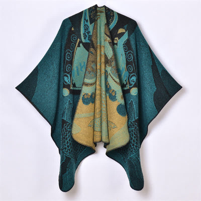 Buddha Stones Fall Winter Koi Fish Clouds Oriental Draped Soft Shawl - CadetBlue - 130x150cm - image 27