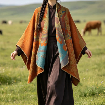 Buddha Stones Fall Winter Koi Fish Clouds Oriental Draped Soft Shawl - image 4