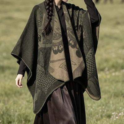 Buddha Stones Fall Winter Koi Fish Clouds Oriental Draped Soft Shawl - image 6