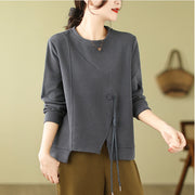 Foviel Herbst Winter Minimalist Crew Hals Tunnelzug Solide Damen Strickwaren