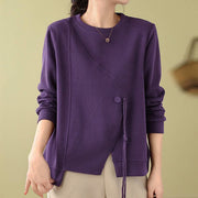Pull en maille Foviel automne-hiver pour femme, col rond, coupe minimaliste, taille à cordon, couleur unie