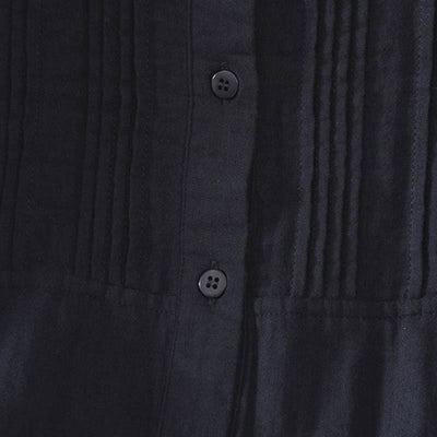 Buddha Stones Fall Vintage Elegant Button-Up Pleats Solid Cotton Women's Long Sleeve Shirts - image 6