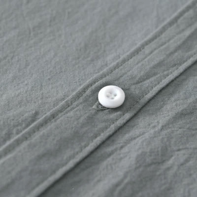 Buddha Stones Spring Casual Minimalist Button-Up Solid Cotton Men's Long Sleeve Shirts - image 3