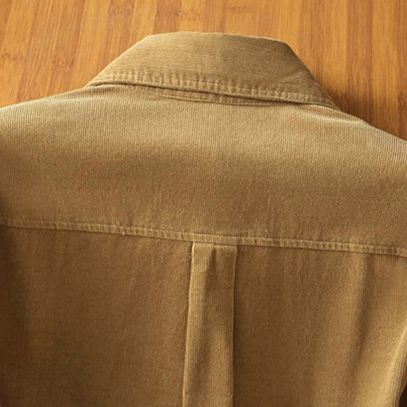 Buddha Stones Fall Winter Vintage Button-Up Solid Corduroy Women's Long Sleeve Shirts With Pocket - image 3