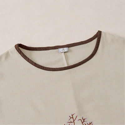 Buddha Stones Casual Embroidery Tree Drawstring Women's Crew Neck Design Half Sleeve T-Shirt - image 31