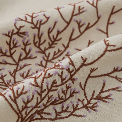 Buddha Stones Spring Fall Casual Embroidery Tree Drawstring Women's Crew Neck Design Cotton Linen Women's Long Sleeve T-Shirt - image 4