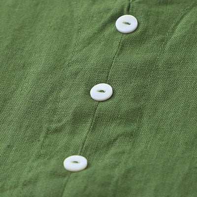 Buddha Stones Daily Casual Pure Color V-Neck Simple Buttons Design Sleeveless Midi Dress - image 13