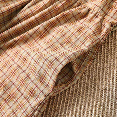 Buddha Stones Summer Casual Vintage Plaid Women's Three-Quarter Sleeve Dress With Pocket - image 7