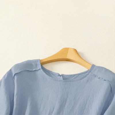 Buddha Stones Summer Casual Minimalist Ruffle Hem Solid Women's Short Sleeve T-Shirts - image 13