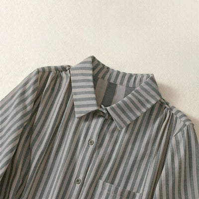 Buddha Stones Summer Casual Button-Up Striped Women's Short Sleeve Shirts With Patch Pocket - image 2