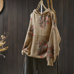 Buddha Stones Women's Knitted Floral Long Sleeve Hooded Sweater - BurlyWood - US4-6，UK/AU8-10，EU36-38 (F) - image 0