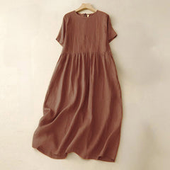 Buddha Stones Casual Short Sleeve Bowknot Tie Straps Women's Midi Dress With Pockets - Chocolate - US8-10，UK/AU12-14，EU40-42 (2XL) - image 0