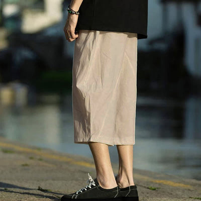 Buddha Stones Summer Plain Pleat Design Drawstring Men's 7-8 Length Pants With Pockets - image 12