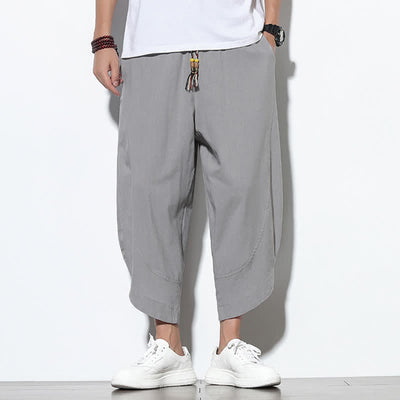 Buddha Stones Casual Summer Drawstring 7-8 Length Men's Harem Pants With Pockets - Gainsboro - US/UK/AU46，EU56 (5XL) - image 0