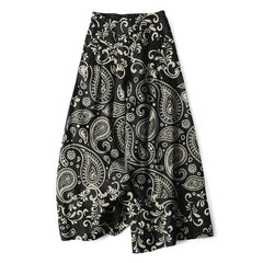 Buddha Stones Cotton Linen Vintage Paisley Pattern Women's Elastic Waist Wide Leg Pants With Pockets - Black - US16，UK/AU20，EU48 (3XL) - image 0