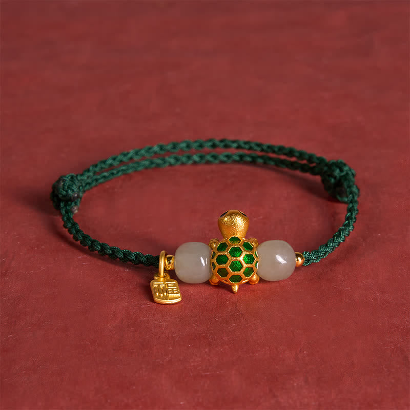 Buddha Stones Copper Turtle Hetian Jade Fu Character Luck Red String Bracelet - image 16