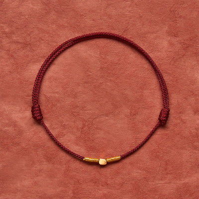 Buddha Stones 925 Sterling Silver Golden Bead Protection Braided Rope Bracelet - image 4