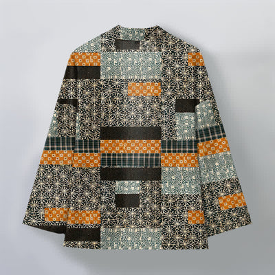 Buddha Stones Cotton Patchwork Geometric Block Pattern Open Front Men's Kimono - image 8