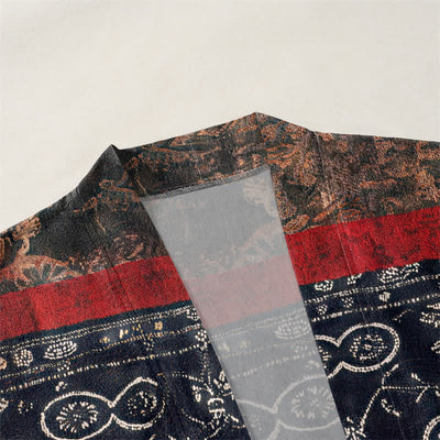 Buddha Stones Cotton Tribal Geometric Patchwork Pattern Open Front Men's Kimono - image 3
