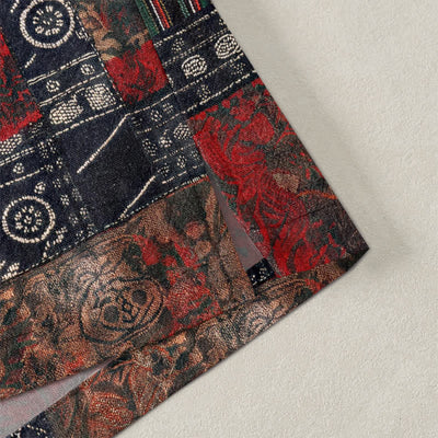 Buddha Stones Cotton Tribal Geometric Patchwork Pattern Open Front Men's Kimono - image 4