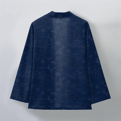 Buddha Stones Cotton Auspicious Clouds Pattern Open Front Men's Kimono - image 2