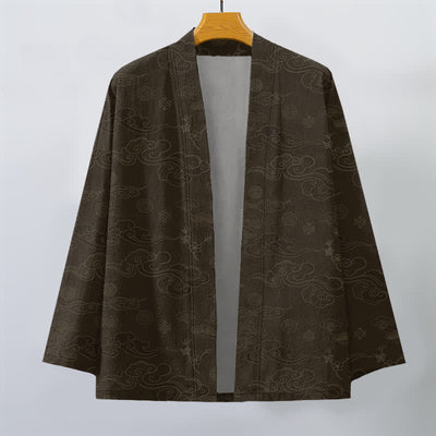 Buddha Stones Cotton Auspicious Clouds Pattern Open Front Men's Kimono - image 7