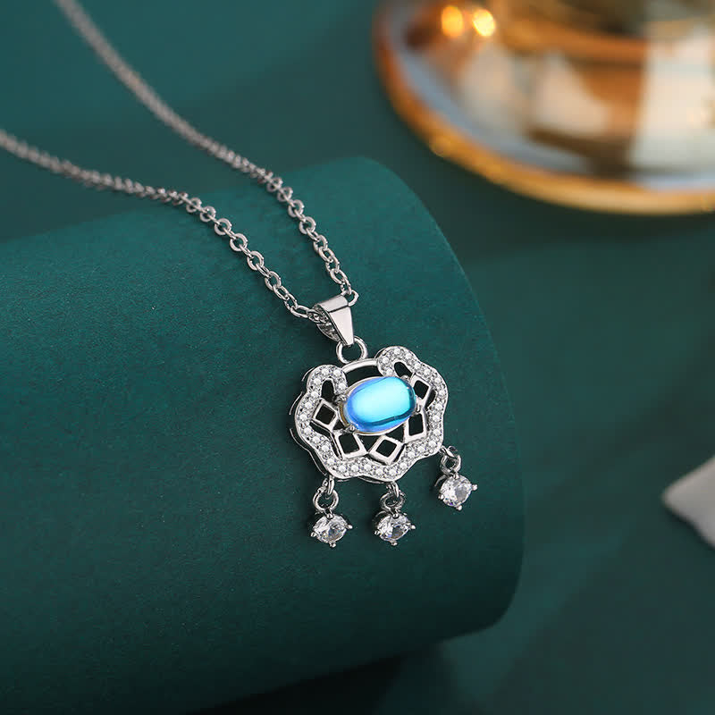 FREE Today: New Beginnings and Positive Moonstone Peace Lock Chinese Lock Charm Necklace - image 2