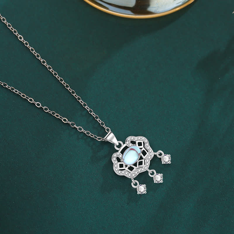 FREE Today: New Beginnings and Positive Moonstone Peace Lock Chinese Lock Charm Necklace - image 1