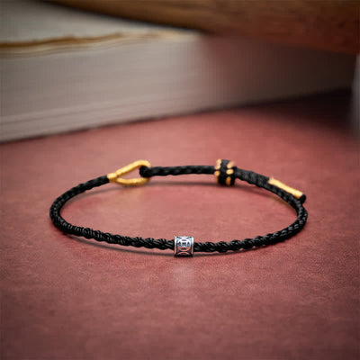 Buddha Stones Black Red String 925 Sterling Silver Chinese Coin Protection Minimalist Bracelet - image 15