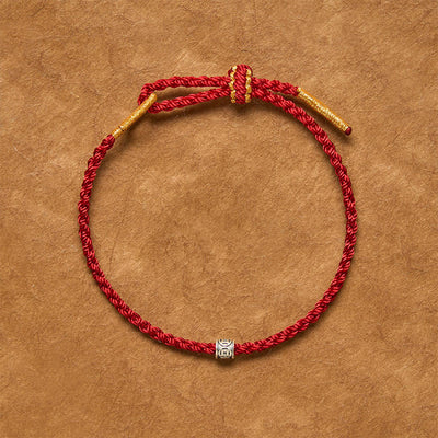 Buddha Stones Black Red String 925 Sterling Silver Chinese Coin Protection Minimalist Bracelet - image 1