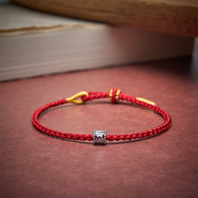 Buddha Stones Black Red String 925 Sterling Silver Om Mani Padme Hum Protection Minimalist Bracelet - image 10