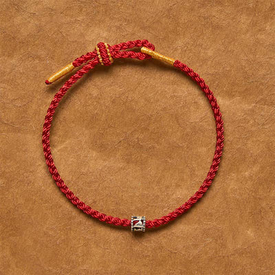 Buddha Stones Black Red String 925 Sterling Silver Om Mani Padme Hum Protection Minimalist Bracelet - image 9