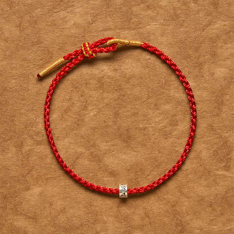Buddha Stones Black Red String 925 Sterling Silver Om Mani Padme Hum Luck Minimalist Bracelet - image 11