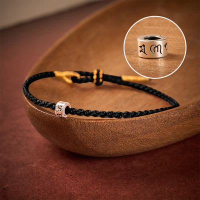 Buddha Stones Black Red String 925 Sterling Silver Om Mani Padme Hum Luck Minimalist Bracelet - Black String - 5.5–6.3 in (14–16 cm) - image 13