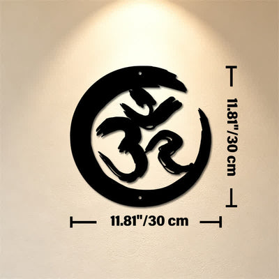 Buddha Stones Black OM Circle Mindfulness Iron Metal Meaningful Symbols Wall Art - Approx. 30cm x 30cm x 0.1cm / 11.81in x 11.81in x 0.04in - image 4