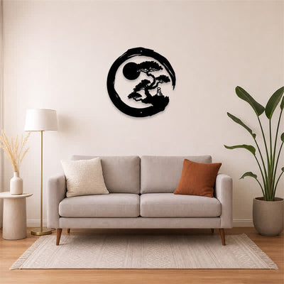 Buddha Stones Metal Zen Circle Pine Enlightenment Bonsai Iron Meaningful Symbols Wall Art - image 13