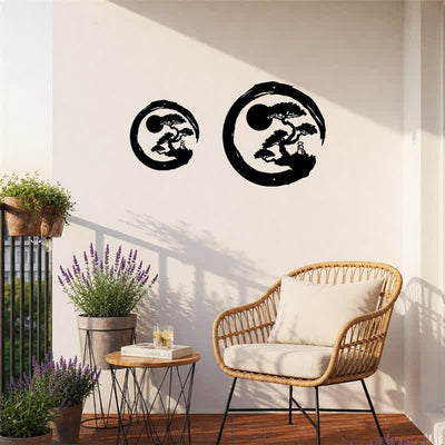 Buddha Stones Metal Zen Circle Pine Enlightenment Bonsai Iron Meaningful Symbols Wall Art - image 9