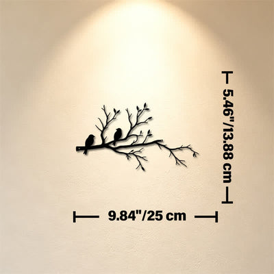 Buddha Stones Two Birds Branch Silhouette Iron Meaningful Symbols Wall Art - Approx. 25cm x 13.88cm x 0.1cm / 9.84in x 5.46in x 0.04in - image 2