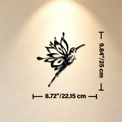 Buddha Stones Lotus Hummingbird New Beginnings Matte Black Silhouette Iron Meaningful Symbols Wall Art - Approx. 22.15cm x 25cm x 0.1cm / 8.72in x 9.84in x 0.04in - image 2